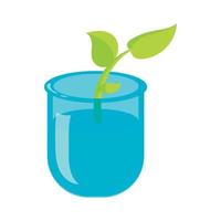 pousse verte dans un verre avec l'icône de l'eau vecteur