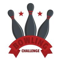 logo du défi de bowling, style plat vecteur
