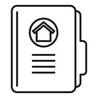 icône de dossier de maison d'agent immobilier, style de contour vecteur