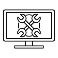 icône d'ordinateur testeur, style de contour vecteur