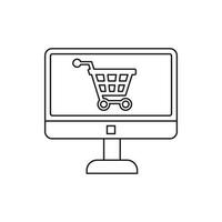 acheter dans une boutique en ligne via l'icône de l'ordinateur vecteur