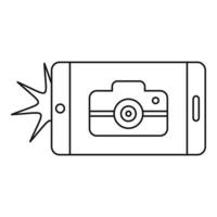 Smartphone prendre une icône de photo, style de contour vecteur