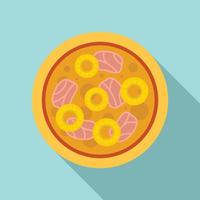 icône de pizza aux saucisses de fruits, style plat vecteur
