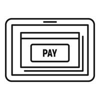 icône de portefeuille numérique de paiement de tablette, style de contour vecteur