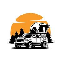 camping-car avec vecteur de logo illustration tente sur le toit