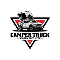 camping-car avec vecteur de logo illustration tente sur le toit