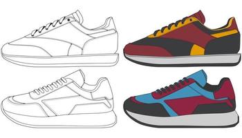 déclencher une chaussure de baskets. concept. conception plate. illustration vectorielle. baskets de style plat. vecteur