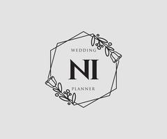 initiale ni logo féminin. utilisable pour les logos nature, salon, spa, cosmétique et beauté. élément de modèle de conception de logo vectoriel plat.