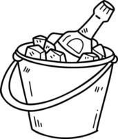 illustration de bouteilles de vin et de seaux à glace dessinés à la main vecteur