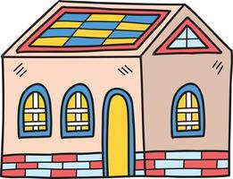 maison dessinée à la main avec illustration solaire vecteur