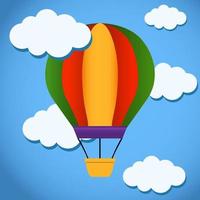 illustration vectorielle de ballon à air chaud et de nuages vecteur