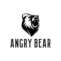 modèle de shiluiete de vecteur de conception de logo d'ours en colère