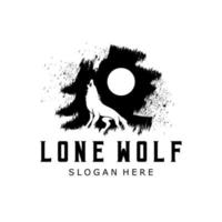 modèle de conception de logo de loup solitaire vecteur