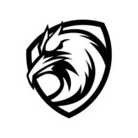 conception de logo de jeu de bouclier d'aigle isolée vecteur