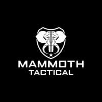 logo d'éléphant de mammouth tactique dans le bouclier modèle vectoriel noir et blanc pour la conception de logo d'armurerie tactique militaire