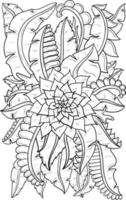 fleur et plante contour objet illustration à colorier vecteur