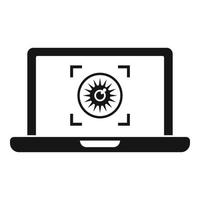 icône d'authentification de l'œil de l'ordinateur portable, style simple vecteur