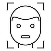 icône de détection de visage, style de contour vecteur