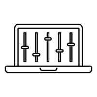 icône d'égaliseur d'ordinateur portable, style de contour vecteur