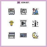 9 icônes créatives signes et symboles modernes de globe lumineux gps stylo navigation éléments de conception vectoriels modifiables vecteur