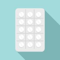 icône de paquet de pilules rondes, style plat vecteur