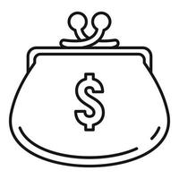 icône de portefeuille d'argent, style de contour vecteur