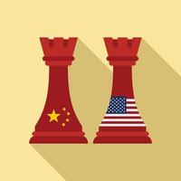 icône d'échecs de guerre commerciale, style plat vecteur