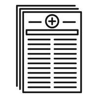 icône de papiers de pharmacien médical, style de contour vecteur
