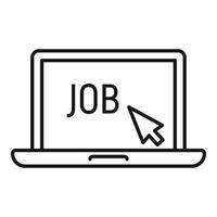 icône de recherche d'emploi pour ordinateur portable, style de contour vecteur