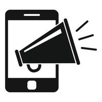 icône de mégaphone de campagne smartphone, style simple vecteur