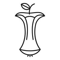 icône de pomme mangée, style de contour vecteur