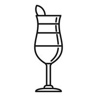 icône de cocktail froid d'été, style de contour vecteur