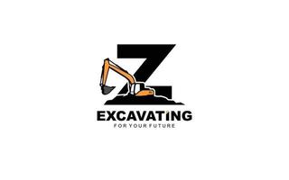 excavatrice logo z pour entreprise de construction. illustration vectorielle de modèle d'équipement lourd pour votre marque. vecteur