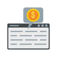 icône de finances de page web, style plat vecteur