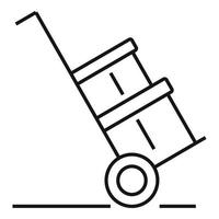 icône de chariot de colis d'entrepôt, style de contour vecteur