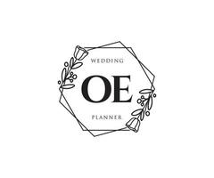 initiale oe logo féminin. utilisable pour les logos nature, salon, spa, cosmétique et beauté. élément de modèle de conception de logo vectoriel plat.