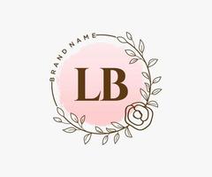 logo féminin lb initial. utilisable pour les logos nature, salon, spa, cosmétique et beauté. élément de modèle de conception de logo vectoriel plat.