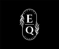 eq initiales lettre collection de logos de monogramme de mariage, modèles minimalistes et floraux modernes dessinés à la main pour cartes d'invitation, réservez la date, identité élégante pour restaurant, boutique, café en image vectorielle vecteur