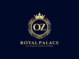 lettre oz logo victorien de luxe royal antique avec cadre ornemental. vecteur