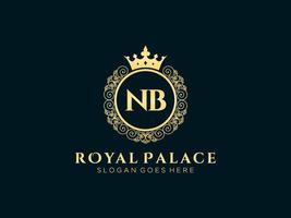 lettre nb logo victorien de luxe royal antique avec cadre ornemental. vecteur