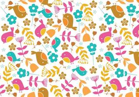 Retro Bird & Floral Illustrator vecteur