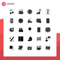 interface mobile glyphe solide ensemble de 25 pictogrammes de capacités de démarrage en biologie compétences de croissance éléments de conception vectoriels modifiables vecteur