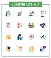 prévention des coronavirus définir des icônes 16 icône de couleur plate telle que transporteur en ligne demander à un médecin soins de santé mobiles coronavirus viral 2019nov éléments de conception de vecteur de maladie