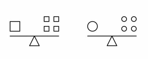 jeu d'icônes d'équilibre isolé sur fond blanc icône d'égalité vecteur