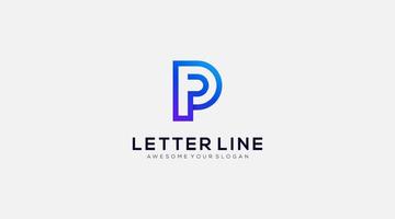 modèle vectoriel de conception de logo d'icône de ligne de lettre p
