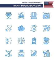 16 panneaux bleus pour le jour de l'indépendance des états-unis calendrier des jours présidents américains usa éléments de conception vectoriels modifiables vecteur