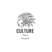 jeune homme avec vecteur de conception de logo culture tribu ethnique