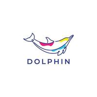 dauphin océan minimaliste abstrait dessin au trait création de logo vecteur