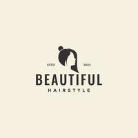 femmes beauté visage hong cheveux culture logo design vecteur