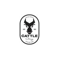tête de bétail bétail corne d'animal insigne logo vintage vecteur de conception